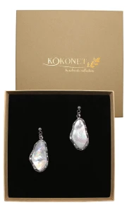 Svatební nepravidelné náušnice s perleťovou hmotou ARLETA silver