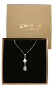 Elegantní stříbrný svatební náhrdelník s perlami STELLA silver