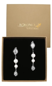 Dlouhé stříbrné perlové náušnice s elegantním přívěskem STELLA silver