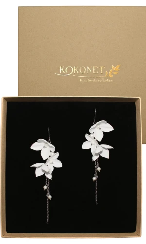 Kwiatowe kolczyki z perłami CAMELIA silver